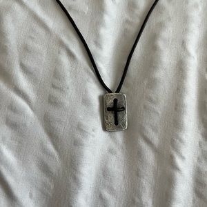 James Avery Leather Cross Shield Necklace